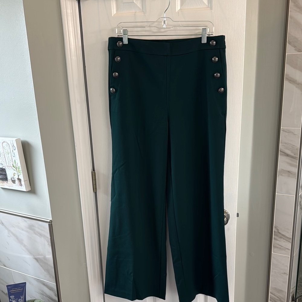 Women's Dark Green Wide-Leg Pants